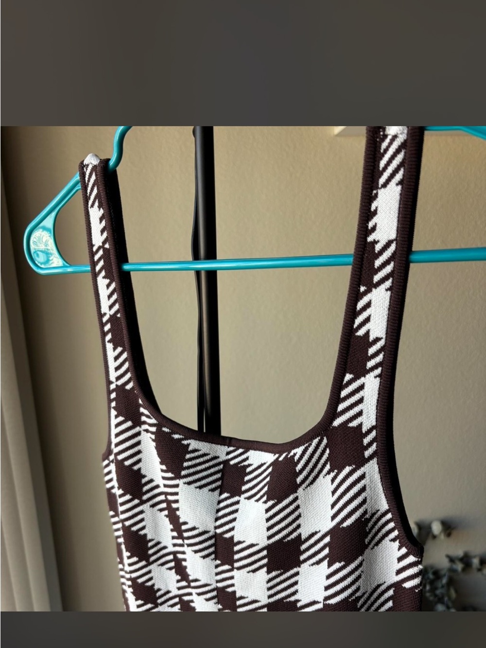 STAUD “Katie” Gingham Midi Dress – Brown & White - Picture 2 of 6